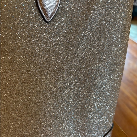 Kate Spade Lola Tinsel Shimmer Glitter Rose Gold Tote Bag - Picture 10 of 13